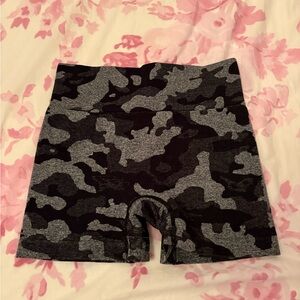 Amazon Gray and Black Camo Biker Shorts
